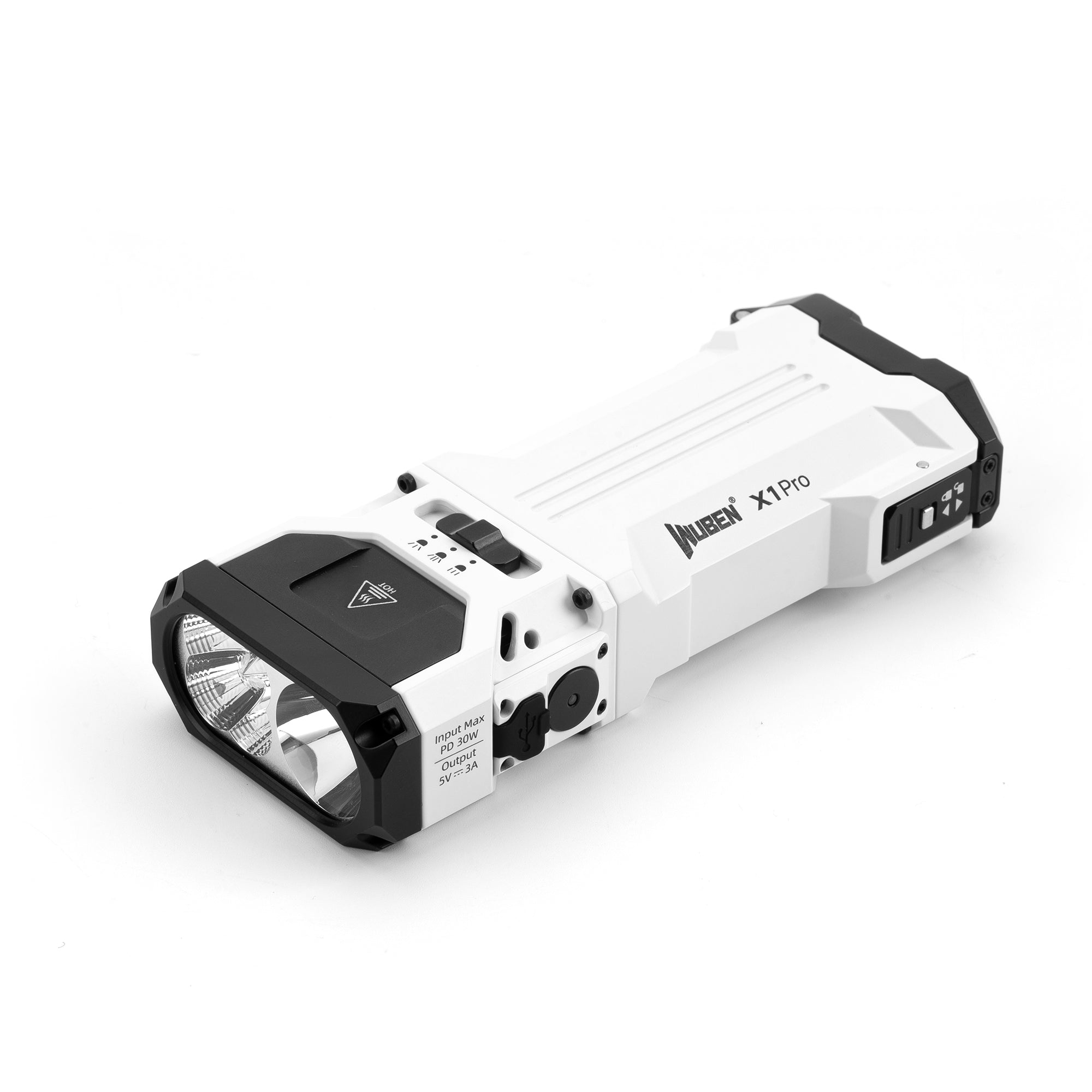 WUBEN　 X1Pro ホワイト色 12300 ルーメン タクティカルライト Wuben X1Pro 12300 Lumens Rechargeable Power Bank EDC Flashlight